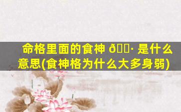 命格里面的食神 🌷 是什么意思(食神格为什么大多身弱)